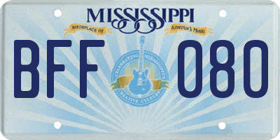 MS license plate BFF080