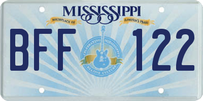MS license plate BFF122