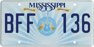 MS license plate BFF136