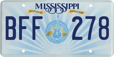 MS license plate BFF278