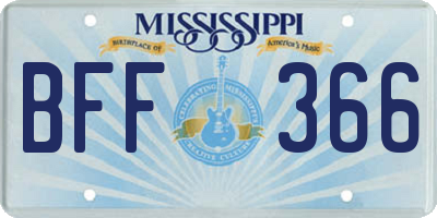 MS license plate BFF366