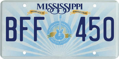 MS license plate BFF450