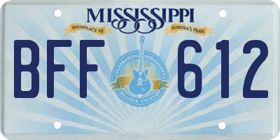 MS license plate BFF612
