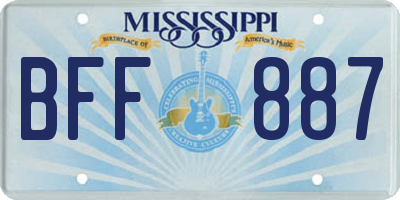 MS license plate BFF887