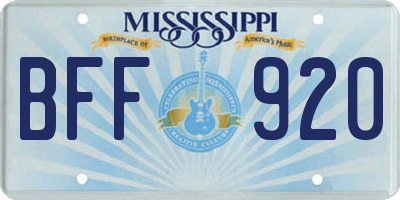 MS license plate BFF920