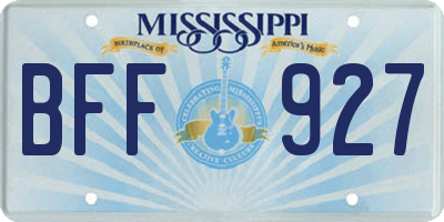 MS license plate BFF927