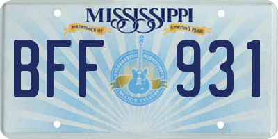 MS license plate BFF931