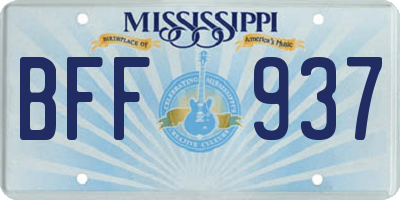 MS license plate BFF937