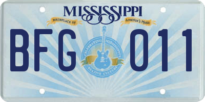 MS license plate BFG011