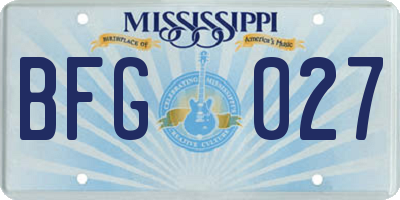 MS license plate BFG027