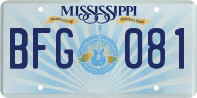 MS license plate BFG081
