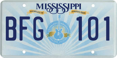MS license plate BFG101