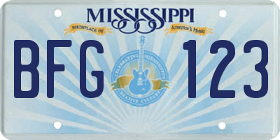 MS license plate BFG123