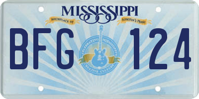 MS license plate BFG124