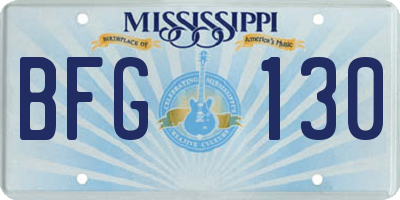 MS license plate BFG130
