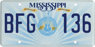 MS license plate BFG136