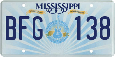 MS license plate BFG138