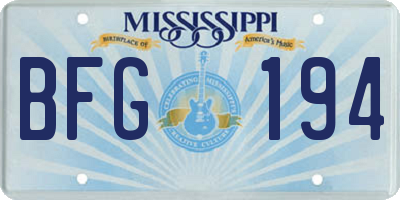 MS license plate BFG194