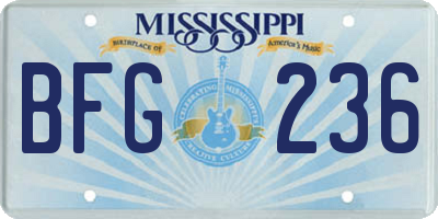 MS license plate BFG236