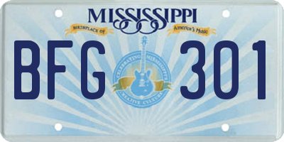 MS license plate BFG301