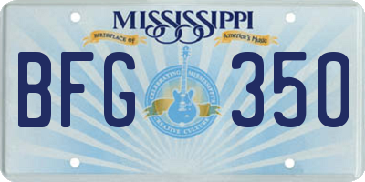 MS license plate BFG350