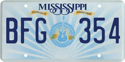 MS license plate BFG354
