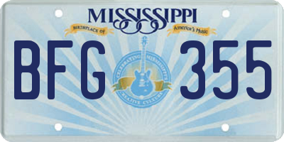 MS license plate BFG355