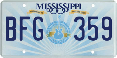 MS license plate BFG359