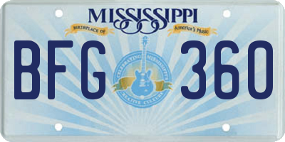 MS license plate BFG360