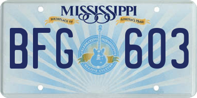 MS license plate BFG603