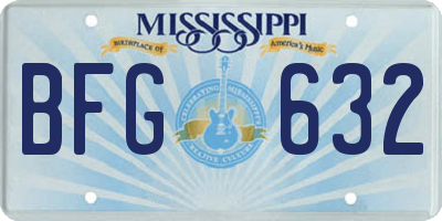 MS license plate BFG632