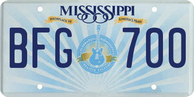 MS license plate BFG700