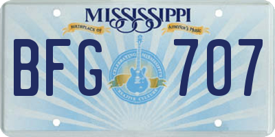 MS license plate BFG707