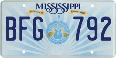 MS license plate BFG792