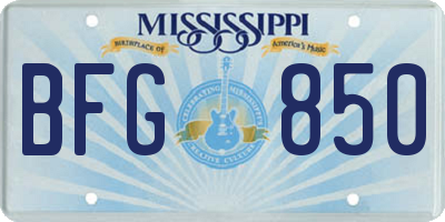 MS license plate BFG850