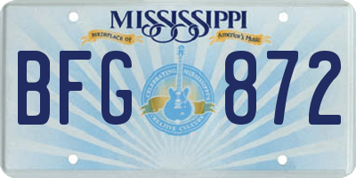 MS license plate BFG872