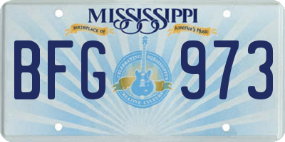 MS license plate BFG973