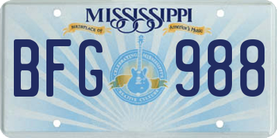 MS license plate BFG988