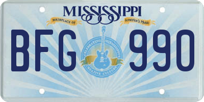 MS license plate BFG990