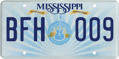 MS license plate BFH009