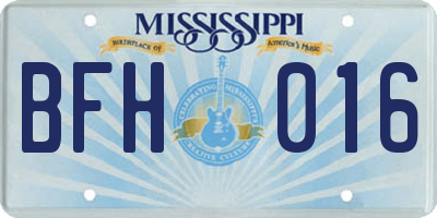 MS license plate BFH016