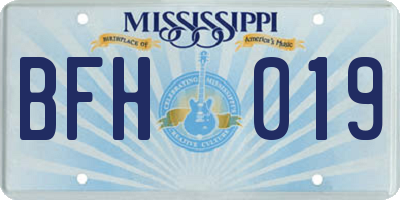 MS license plate BFH019