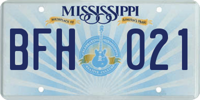 MS license plate BFH021