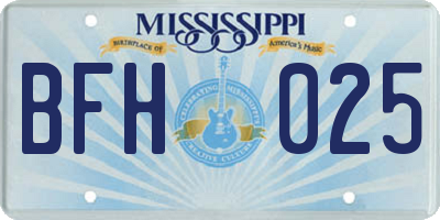 MS license plate BFH025