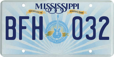 MS license plate BFH032