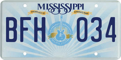 MS license plate BFH034