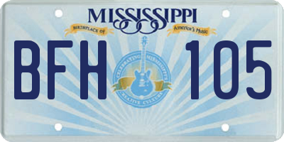 MS license plate BFH105