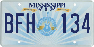 MS license plate BFH134