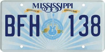 MS license plate BFH138