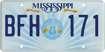 MS license plate BFH171